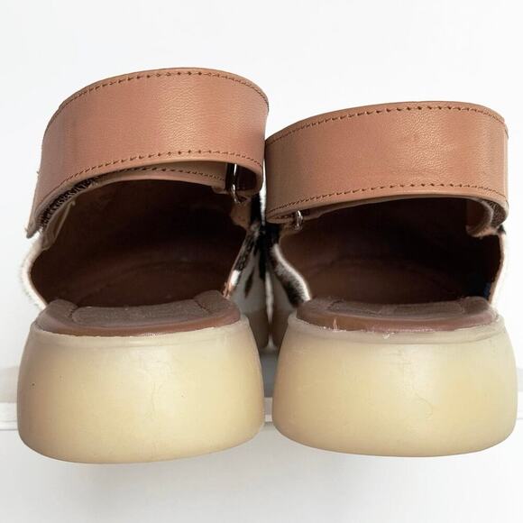 NEW AEROSOLES Wreeland Pony Hair Slingback Mule Womens 10 White Brown Wave Sole - Picture 5 of 10